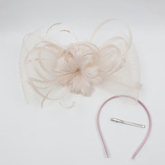 Bohemian Floral Bridal Headpiece with Ribbon Band - Vintage Style Hair Clip