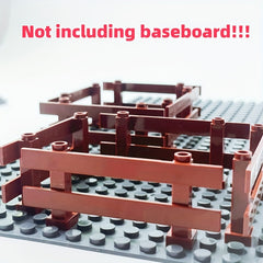8pcs Brown Building Blocks Fence Set for DIY Animal Scenes