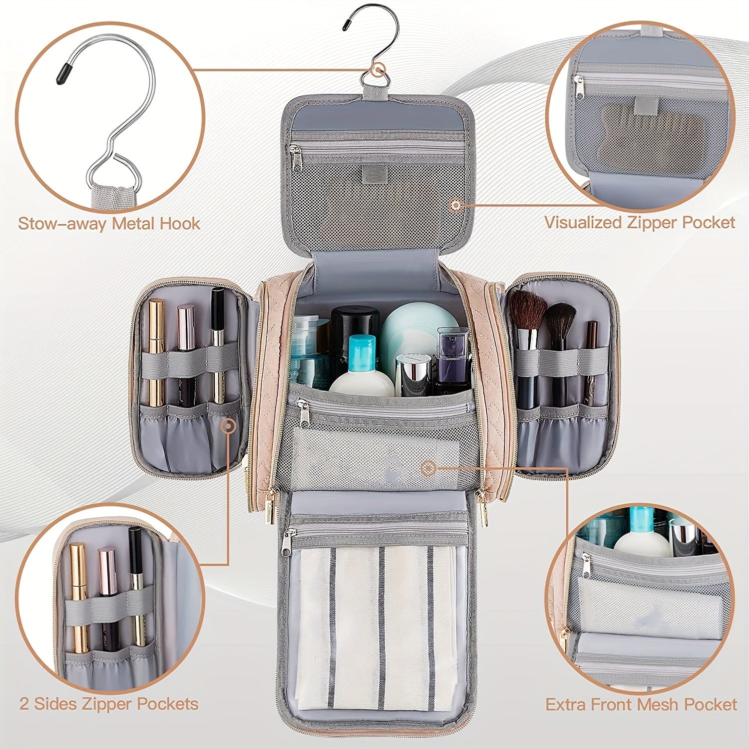 Large Travel Toiletry Bag Water resistant Makeup Organizer