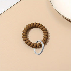 Stretchable Wristband Keychain Spiral Hair Tie Elastic Band Bracelet Key Holder