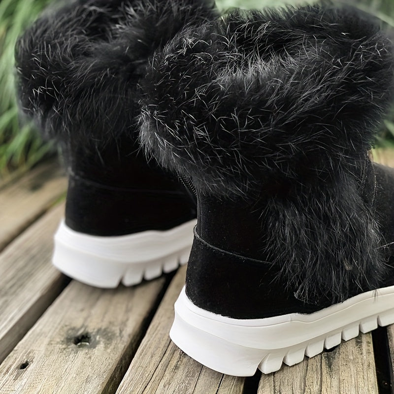 Women's Plush Lined Snow Boots Winter Warm Flat Outdoor Boots