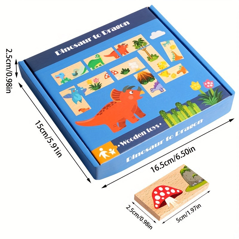 Colorful Wooden Dominoes Game Educational Puzzle Toy for Kids