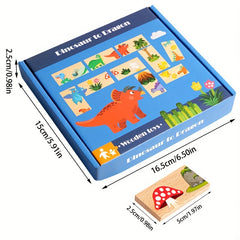 Colorful Wooden Dominoes Game Educational Puzzle Toy for Kids