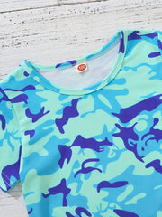 Boys Camo T Shirt and Shorts Set for Summer