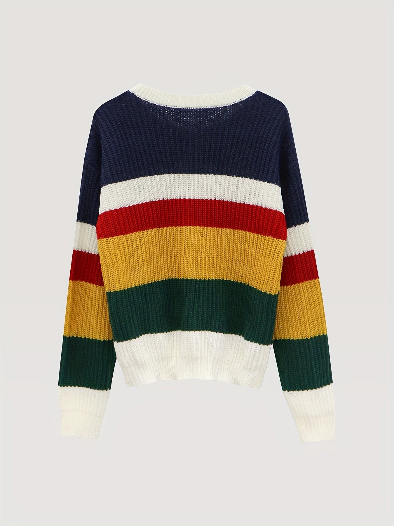 Casual Crew Neck Pullover Sweater Long Sleeve Drop Shoulder