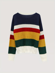 Casual Crew Neck Pullover Sweater Long Sleeve Drop Shoulder