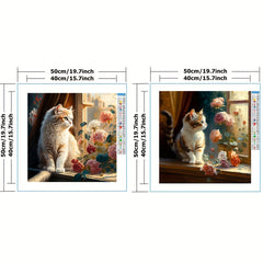 Cat Flowers On Windowsill Embroidery Kit 11CT