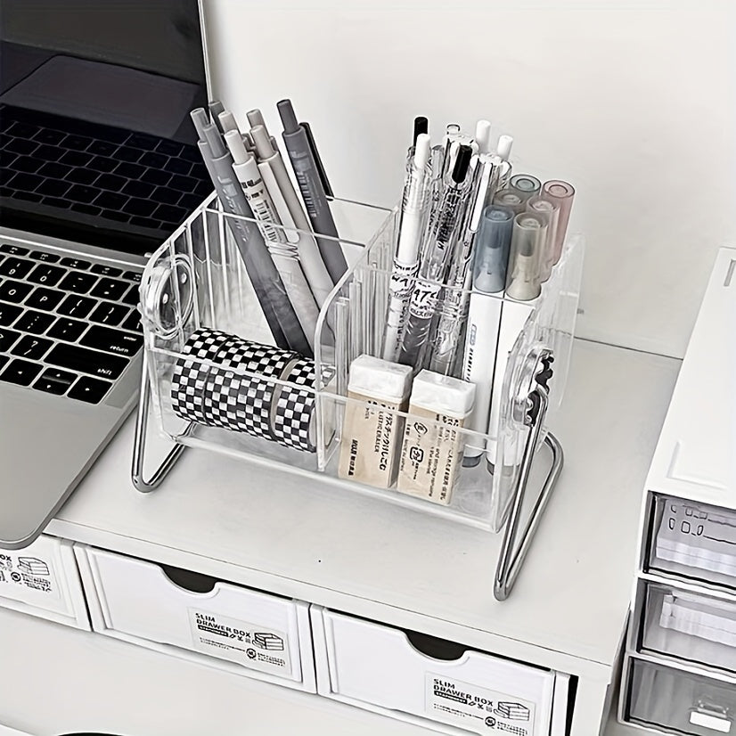 Stationery Transparent Storage Box Metal Corner Rack Desktop Shelf
