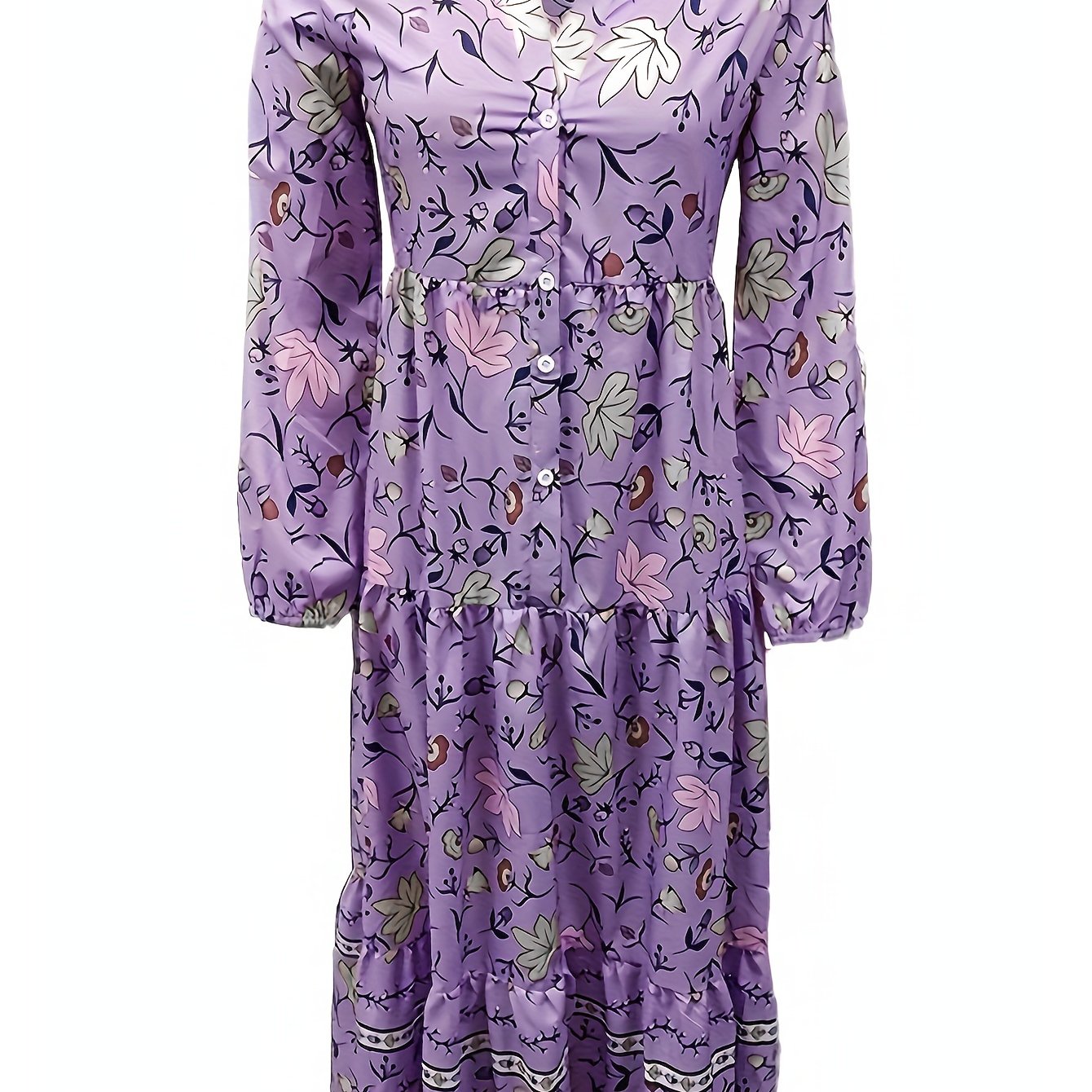 Casual Dress Women's Plus Floral Print Smock Dress