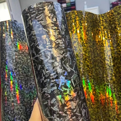 High Gloss Rainbow Holographic Forged Carbon Laser Vinyl Film PET