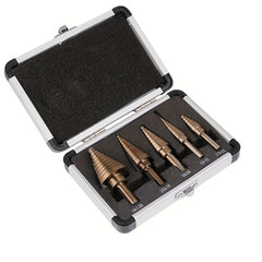 5pcs Titanium Step Drill Bit Set for Woodworking Metal
