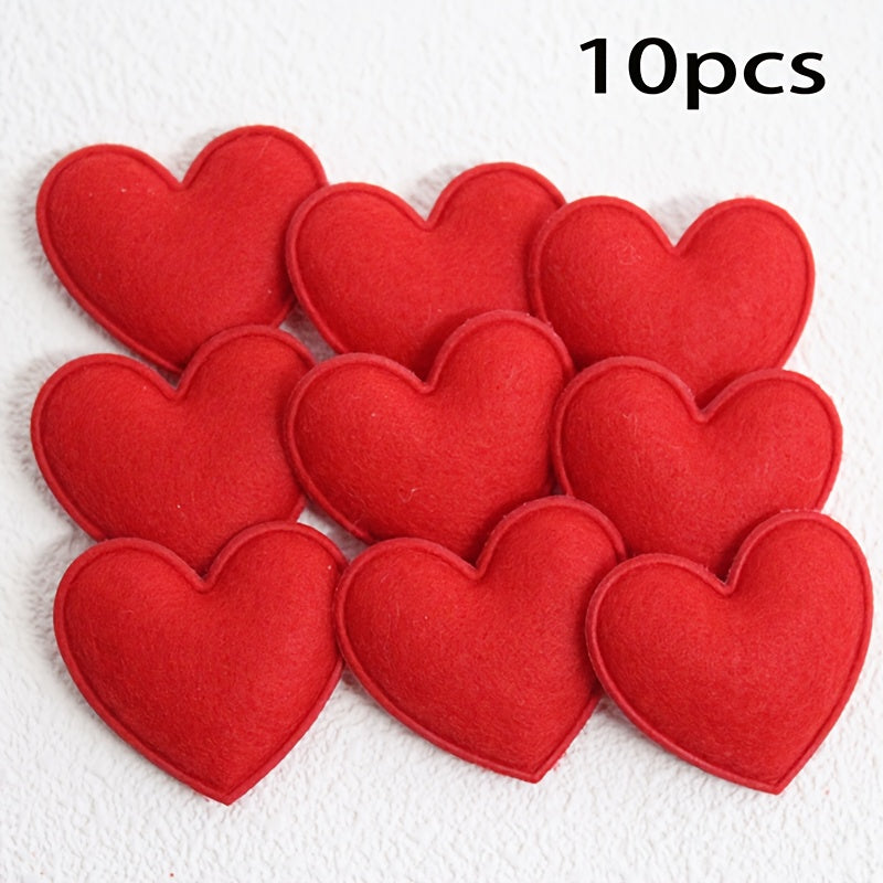 10pcs Red Felt Hearts Craft Accessories DIY Jewelry Wedding Valentine's Party
