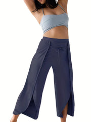 Women's High Waist Side Split Yoga Pants with Tie