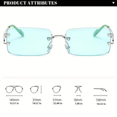 Rectangle Rimless Sunglasses Women Ladies Frameless Square Sun Glasses