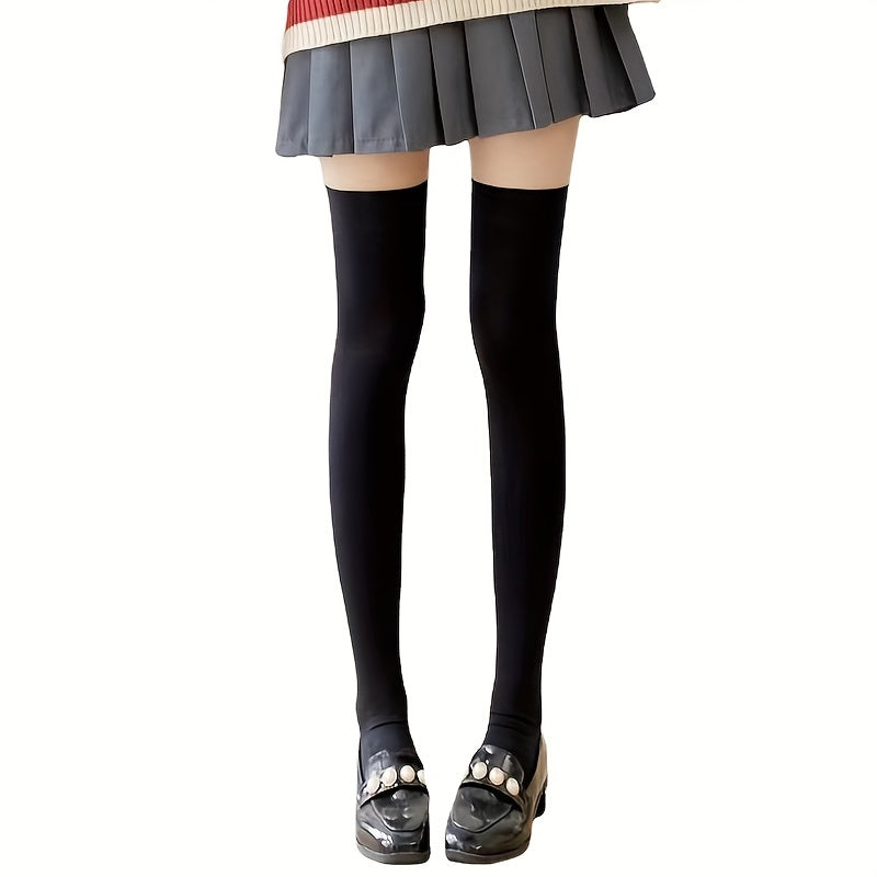 Women's Solid Thigh High Socks Over The Knee Stockings