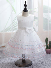Baby Girls Floral Embroidery Sleeveless Mesh Princess Dress
