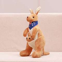 Kangaroo Plush Toy Doll Soft Stuffed Animal with Bandanna Mixed Colors