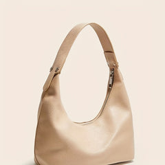 Vintage Crescent Shoulder Bag Faux Leather Zip Closure