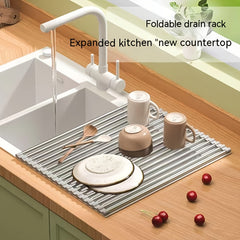 Roll Up Dish Drying Rack Foldable Sink Mat