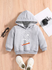 Skull & Skateboarding Graphic Hoodie Pullover