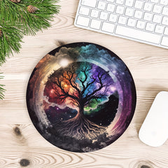 Life Tree Round Mouse Mat Mouse Pad With Non Slip Rubber Base