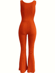 Cut Out Bodycon Jumpsuit Solid Sleeveless Skinny Jumpsuit Women's Clothing
