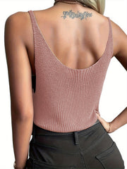Solid Sleeveless Crew Neck Top for Women