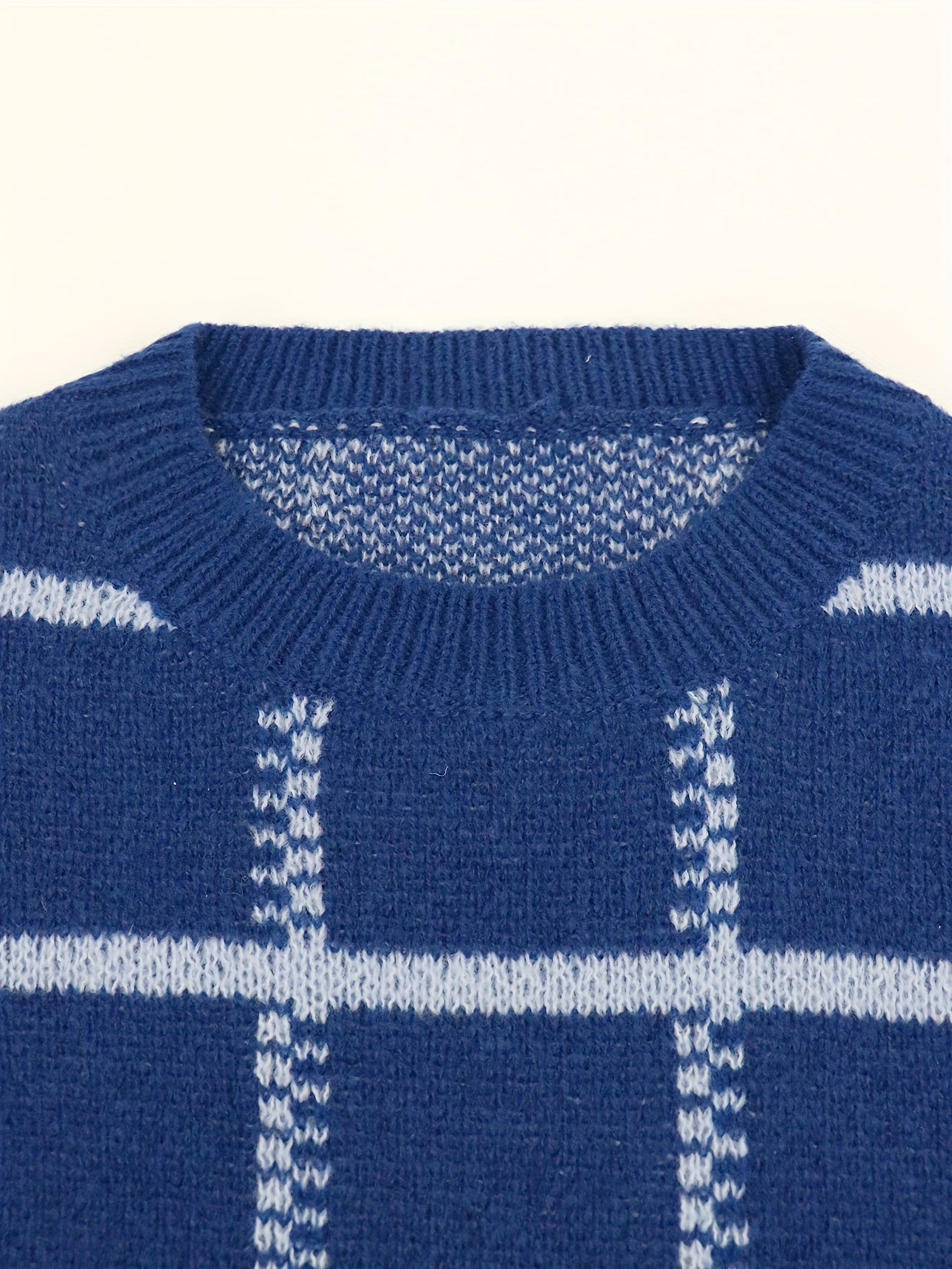 Knitted Plaid Sweater Men's Casual Warm Pullover