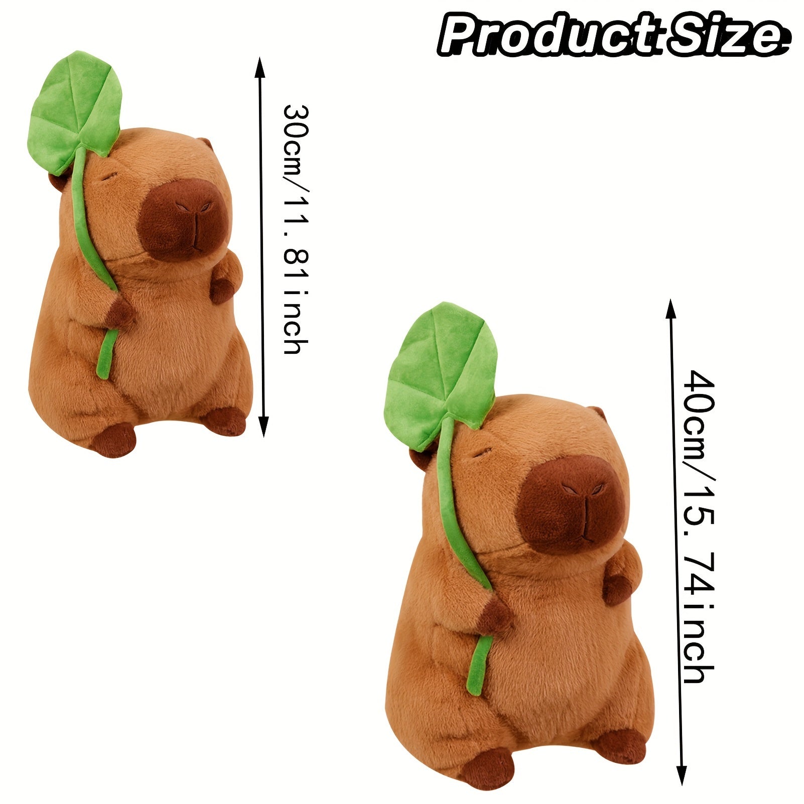 Capybara Plush Toy with Lotus Leaf Hat Stuffed Animal