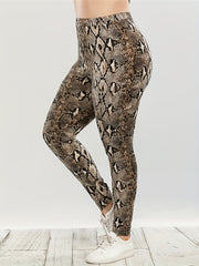 Snake Print High Waist Yoga Leggings for Women