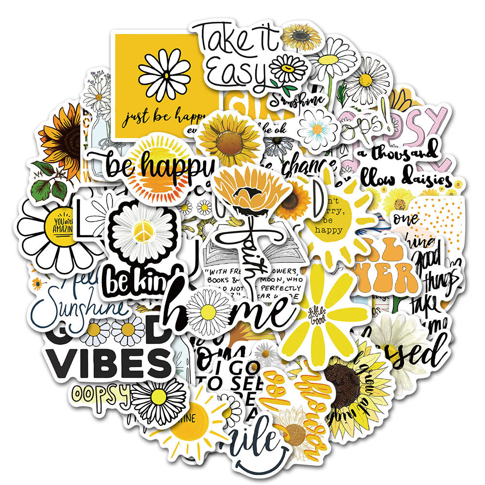 Cute Daisy Slogan Sticker Pack for Personalizing Items