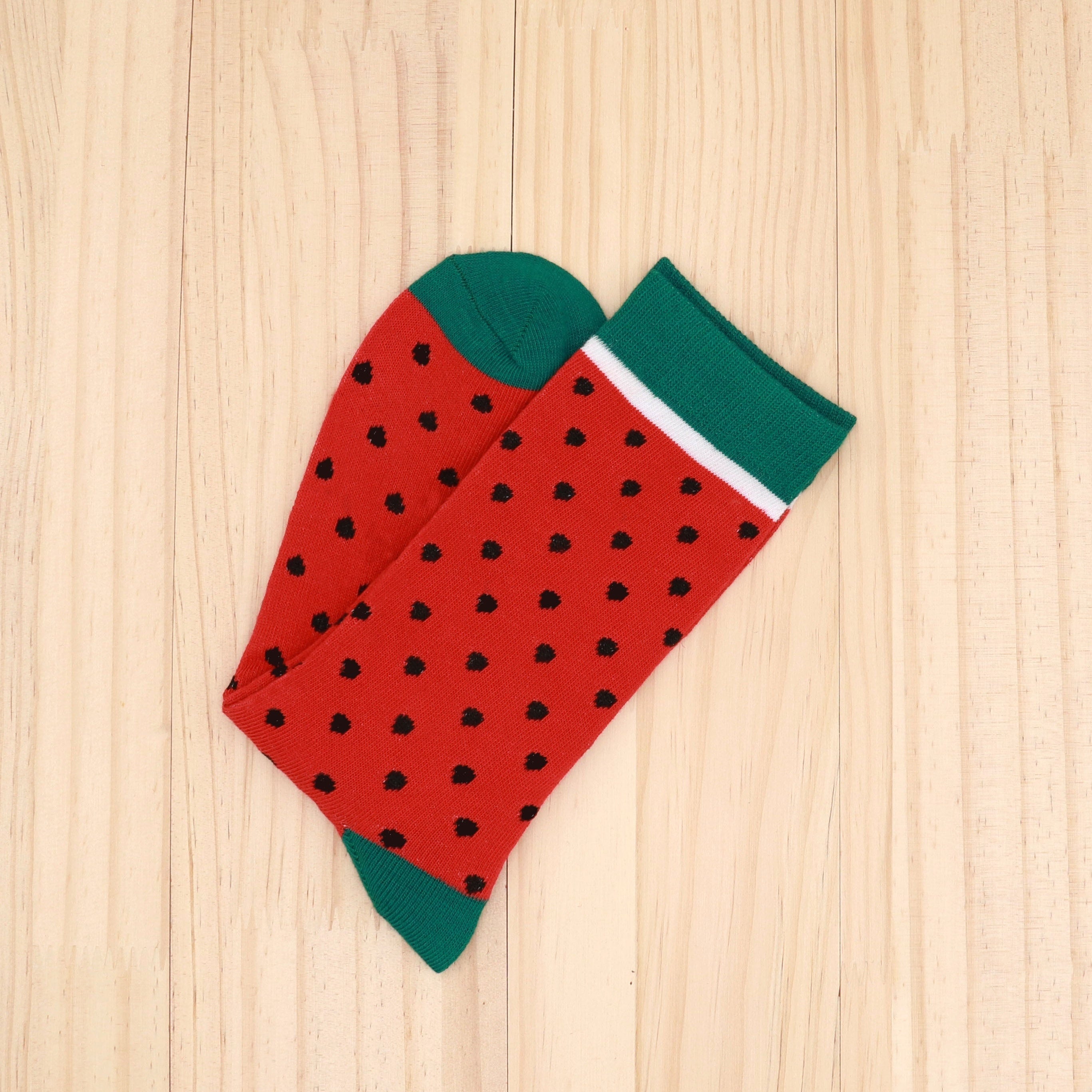 Watermelon Pattern Socks Colorblock Mid Tube Stockings