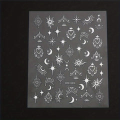 Golden Sun Moon Star Nail Art Stickers Self Adhesive 3D Decals for DIY Nail Deco