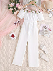 Girls Off Shoulder Summer Jumpsuit for Beach Vacation