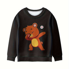Girls Dancing Bear Graphic Sweatshirt Long Sleeve Pullover