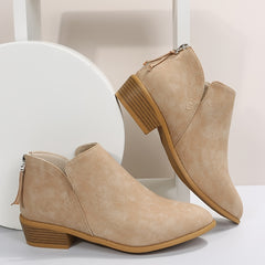 Block Heel Pointed Toe Ankle Boots - Women's Outdoor Footwear