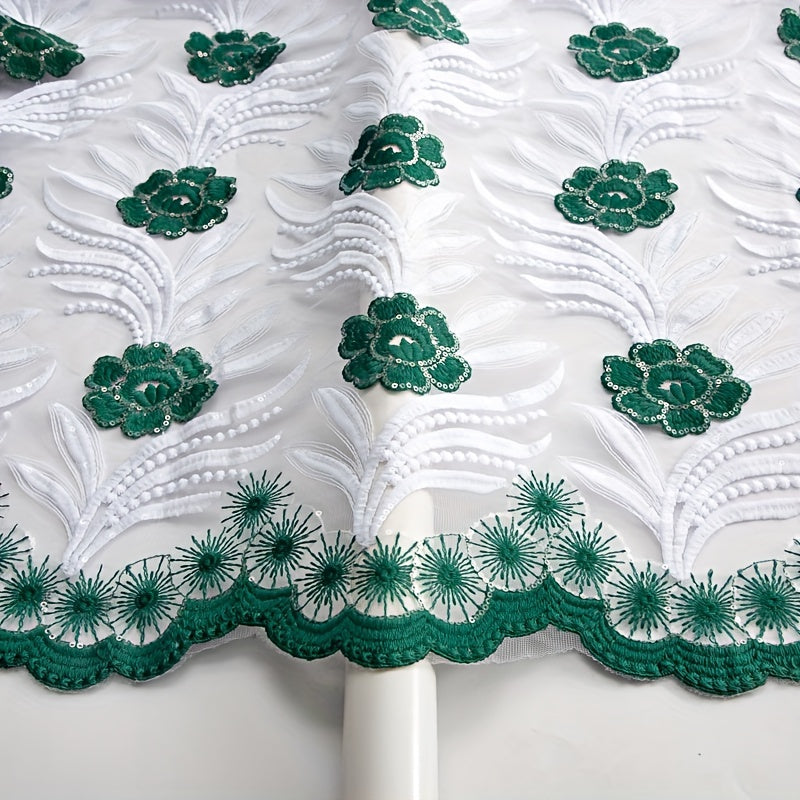 French Sequined Milk Silk Mesh Lace Fabric For Party Wedding