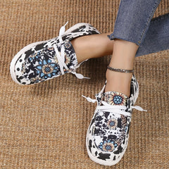 Sunflower & Cow Canvas Lace Up Sneakers