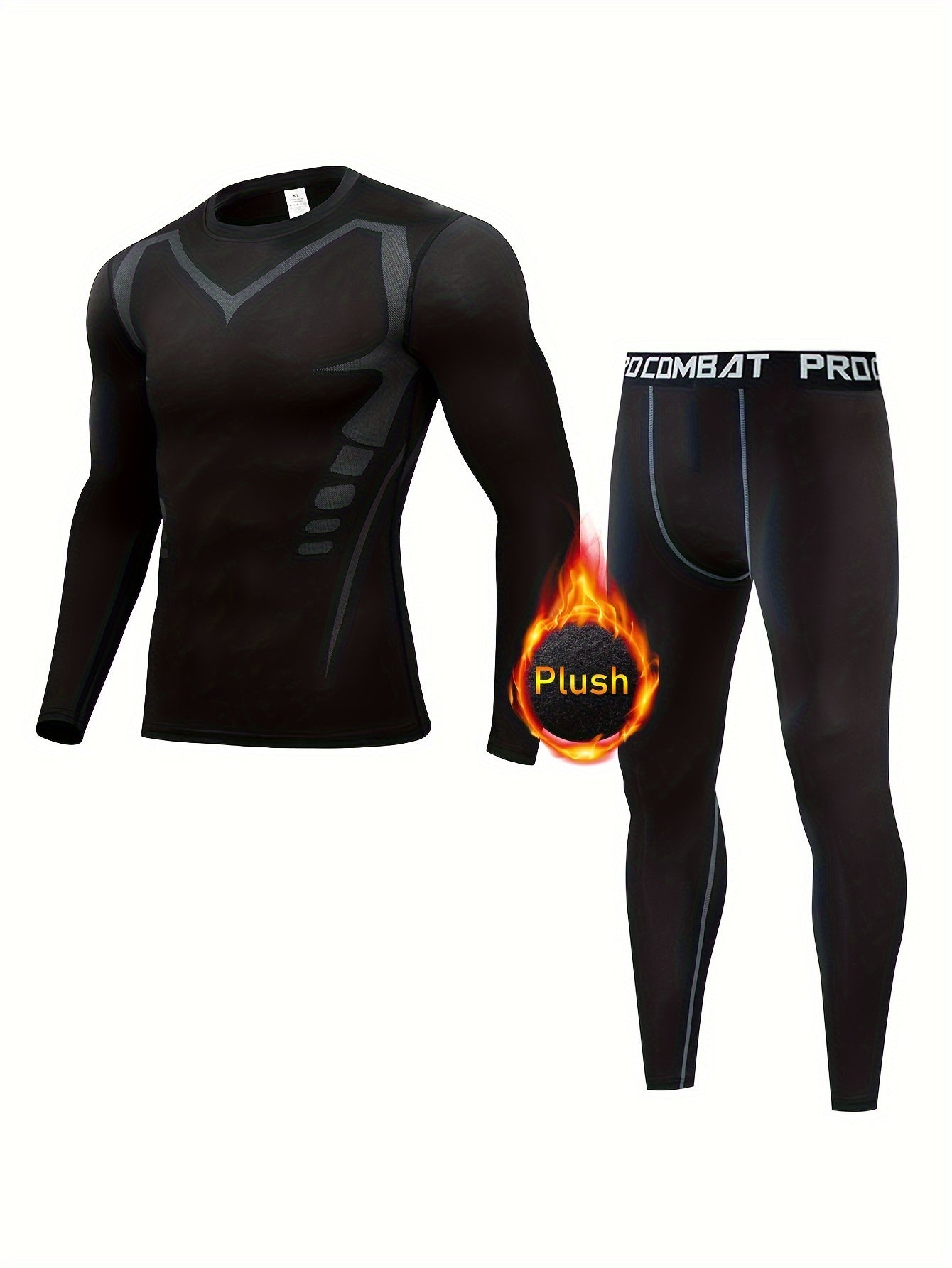 Men's Warm Fleece Athletic Tracksuit Skinny Fit Long Sleeve Jersey