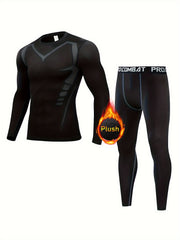 Men's Warm Fleece Athletic Tracksuit Skinny Fit Long Sleeve Jersey