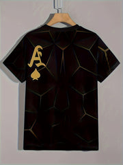 Men's Spade A Print Sports T-shirt Round Neck Tee Shirt