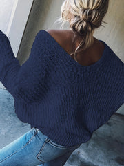 Solid Long Sleeve V Neck Stretch Jumper