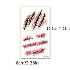 Scar Tattoo Stickers Halloween Decorations Realistic Wounds Waterproof Stickers