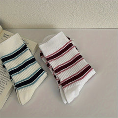 3 Pairs Sporty Colorblock Socks Women's Stockings