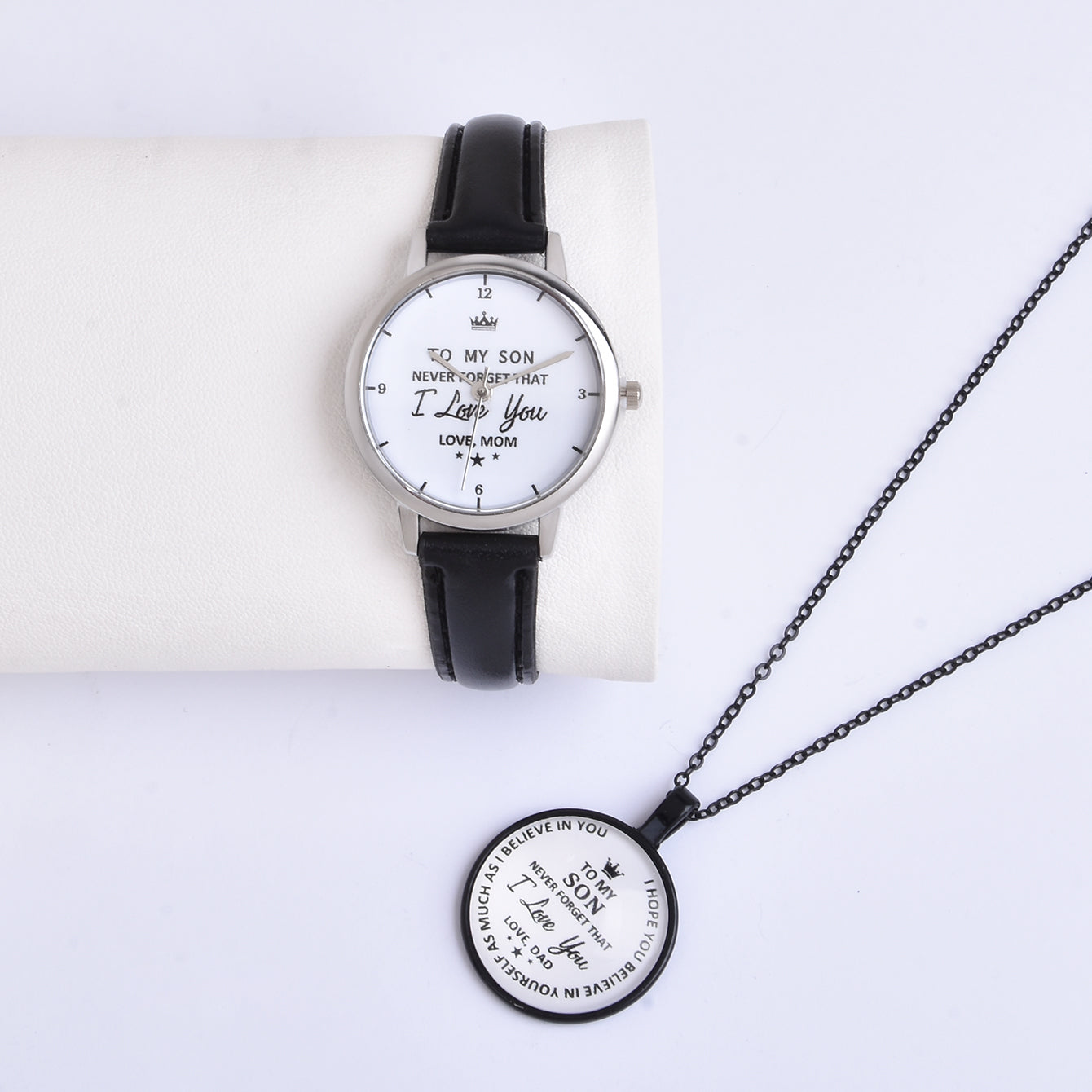Casual Watch With To My Daughter To My Son Print & Pendant Gift