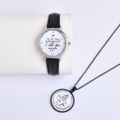 Casual Watch With To My Daughter To My Son Print & Pendant Gift