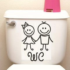 Cartoon Toilet Wall Sticker Self-adhesive Bathroom Decor