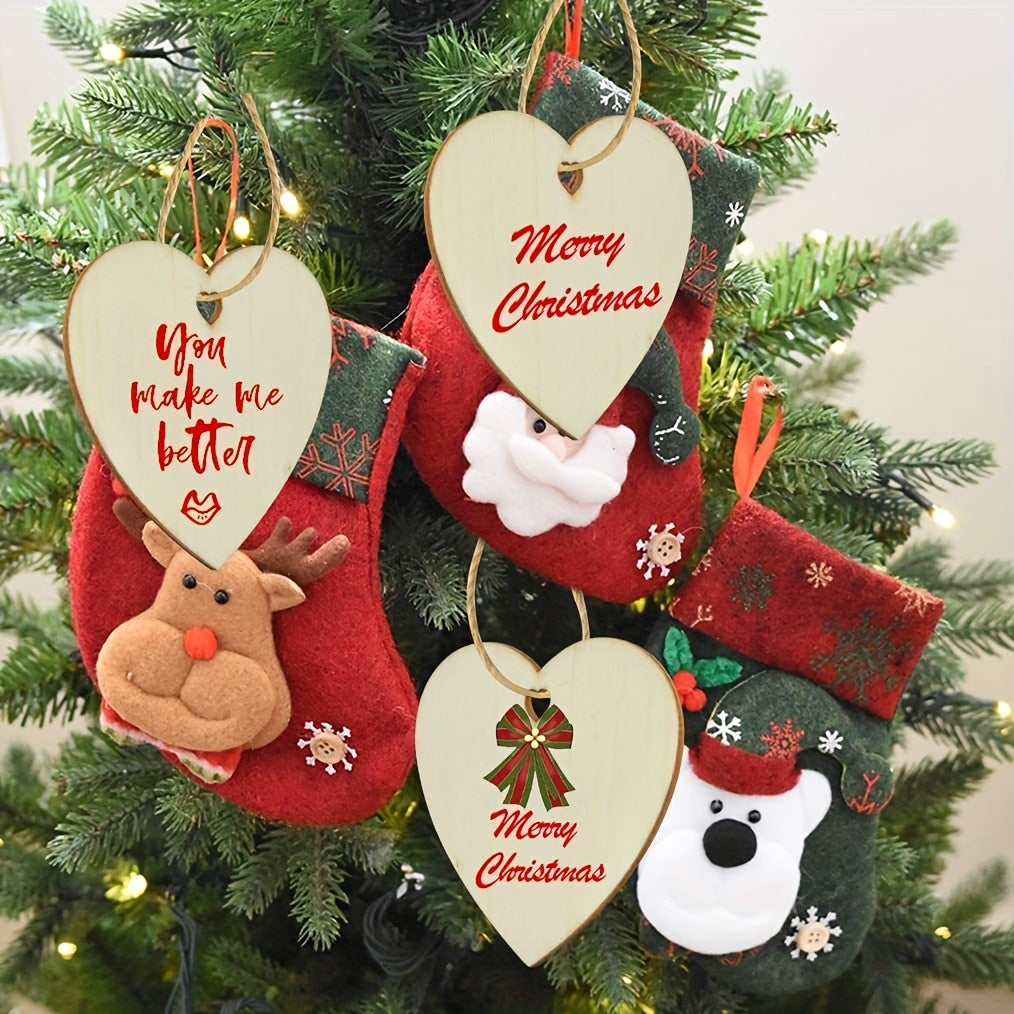 5pcs Natural Heart Shaped Wooden Decorations for Wedding Thanksgiving Christmas