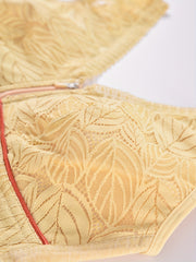 Leaf Pattern Lace Wireless Bra Zip Front Intimates Lingerie