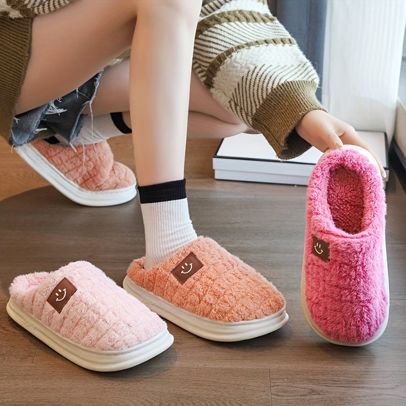 Women's Cozy Smile Face Fuzzy Slippers